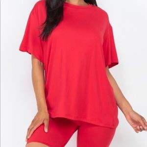 Red over sized biker set